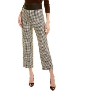 Oscar De La Renta Faille-paneled houndstooth wool-tweed tapered pants Size 4